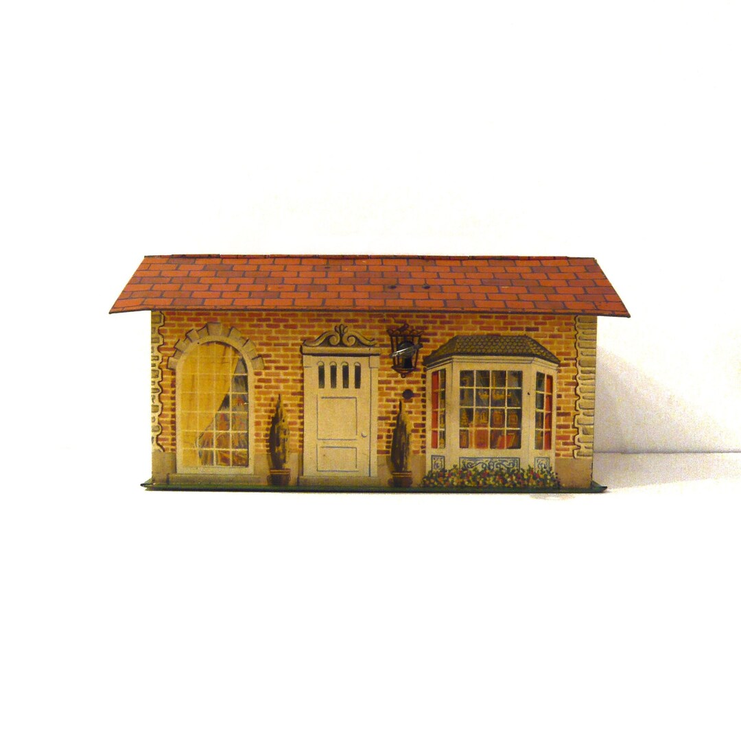 Lithographed Tin Money Box With Key Safe Coins Box Vintage Belgian Biscuit Box From the Brand D