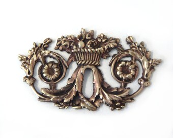 Antique Hardware Ormolu Bronze Ornaments Floral decor Basket and Arabesques Pediment mount Home decor Antique Furniture Ornaments 19th