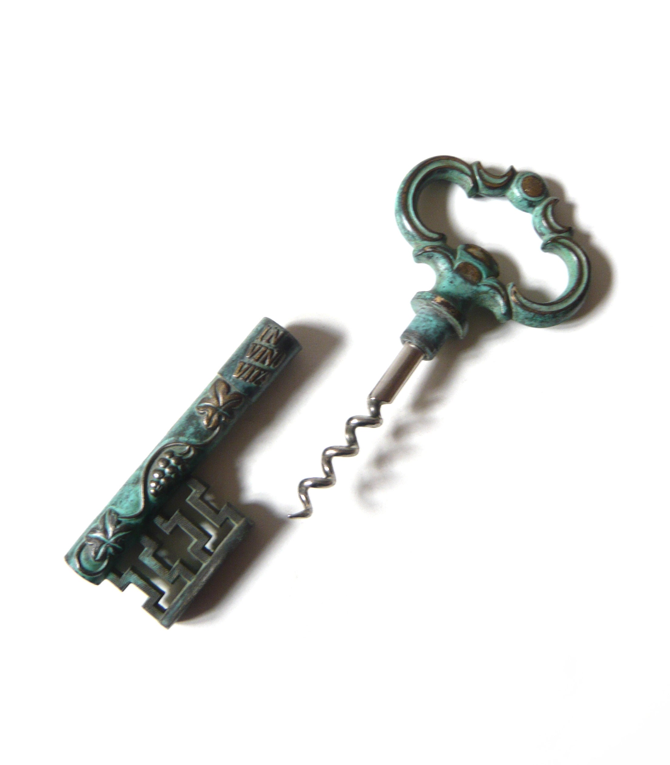 Key Corkscrew Brass Corkscrew Shaped Key With Bunch of Grapes Etsy