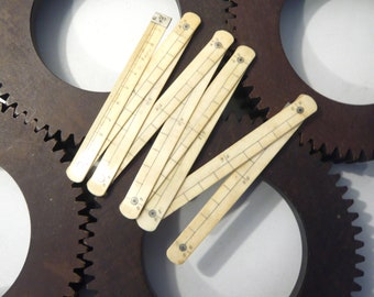 Folding Meter Ruler made from bovine bone French Antique Pocket Meter Collectibles Tools 1900/1920s