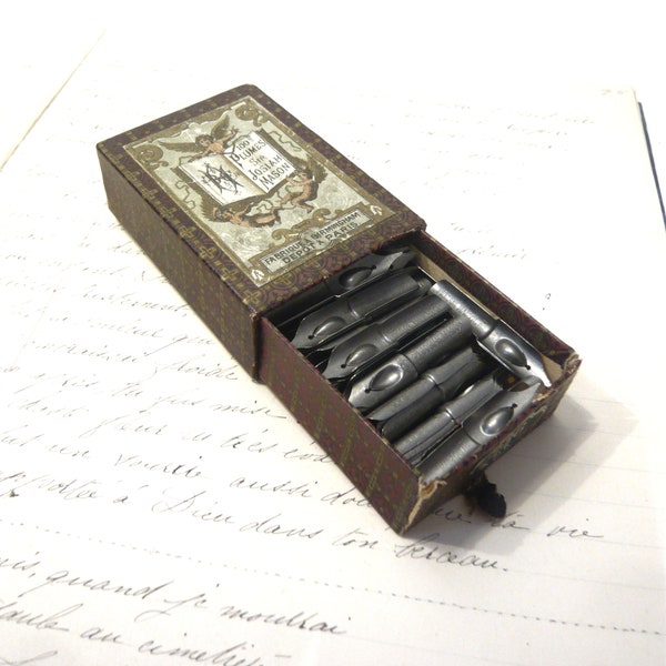 19th Complete Pen Nibs Box Sir Josiah Mason Pen Nibs in their Original Box Drawer #936 (100 nibs) Calligraphy Drawing Collectibles Nibs