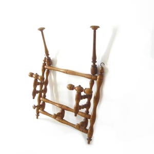 Perchero Perchero de imitación de bambú Perchero grande de pared con 7 ganchos plegables Perchero antiguo de madera torneada de 1930