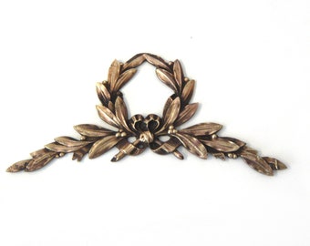 Antique Hardware Ormolu Bronze Ornament knot, laurel crown and branches Pediment mount Home decor Antique Furniture Ornament 19th Century