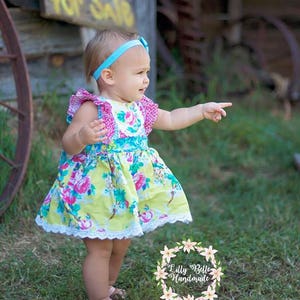 Ruthie's Picnic Dress Girl's Retro Ruffled Bodice ..Instant Download PDF Sewing Pattern, 3-6M to 12