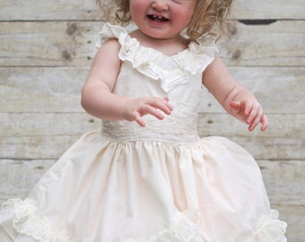 Instant Download PDF Sewing Pattern Lily Mae Swooping Ruffle Dress Girls Sizes 3-6M to 10