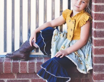 Canela Azúcar Doble Pecho Top y Vestido PDF Patrón de Costura Flutter o Mangas Largas de Punto Niñas Sz 6-12M a 12