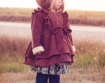 Instant Download PDF Sewing Pattern Secret Garden Girls Coat Jacket Hood or Collar 6-9m to 8