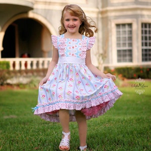 Direct downloaden PDF naaipatroon Francine Flutter of uitlopende mouw meisjes topjurk 3-6m tot 10