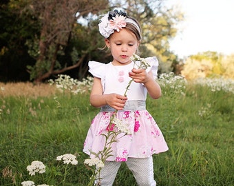 Descarga instantánea PDF Patrón de costura Lucky Penny Girl's Knit Ruffled Flutter Top Sz 3-6M a 10