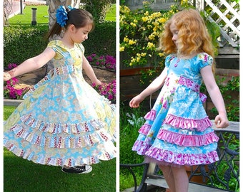 Cherry Strudel Girls Peasant Style Dress Tunic Instant Download PDF Sewing Pattern, 3-6m to 10
