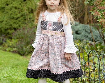 Easy Girl's "No Buttonhole" Knot Dress or Top Instant Download PDF Sewing Pattern and Tutorial, 6-12 M to 8