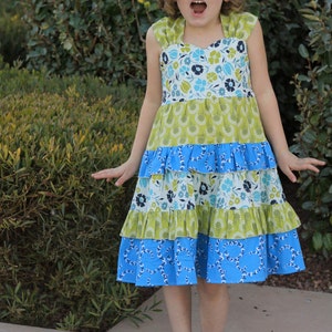 Juliette Sweetheart Neck Reverse Knot Girl's Tiered Ruffle Dress Instant Download PDF Sewing Pattern, 6-12 M to 8 image 3