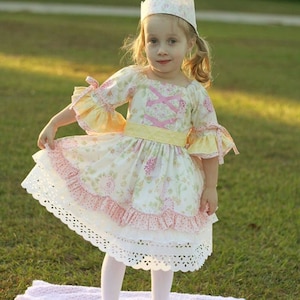 Instant Download PDF Sewing Pattern Tutorial Rose Clarie Victorian Style Girl's Dress, 6-12M to 10