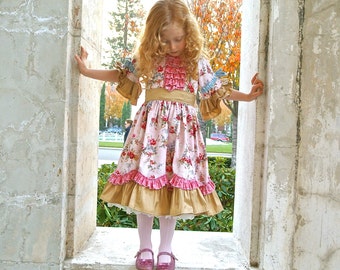 Instant Download PDF Sewing Pattern Tutorial Rose Clarie Victorian Style Girl's Dress, 6-12M to 10