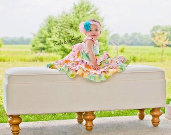 ジュリエット スウィートハート リバースノット ガールズ ティアード フリル ドレス インスタントダウンロード PDF 縫製パターン、6-12 M から 8