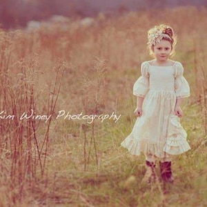 Josephine Flat Front Peasant Apron Dress Girl&#39;s Instant Download PDF Sewing Pattern, Sizes 3-6 M to 12