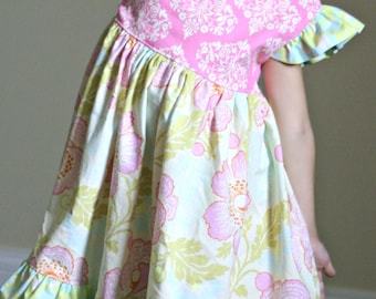Instant Download PDF Sewing Pattern Tutorial Antique Fair Girl's Vintage Style Flutter Sleeve Dress, 6-12 mto 12