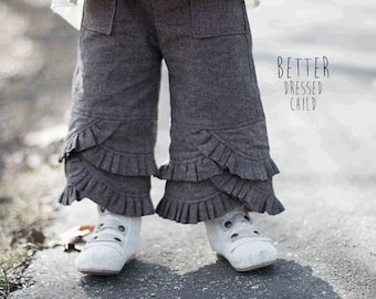 Roller Coaster Girls Swooping Ruffle Pants Instant Download PDF Sewing Pattern