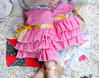 Patrón de costura de descarga instantánea Capri con volantes triples para niña más linda del mundo o pantalones largos, 3-6 M a 8