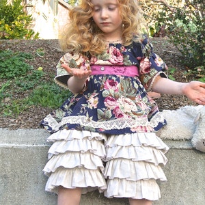 Instant Download PDF Sewing Pattern World&#39;s Cutest Girl&#39;s Triple Ruffle Capri or Full Length Pants, 3-6 M to 8