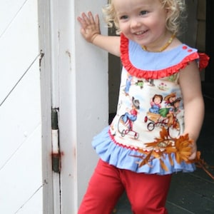 Instant Download PDF Sewing Pattern Cassidy Girls Round Neck A Line Top Dress 6-12m to 8 image 3