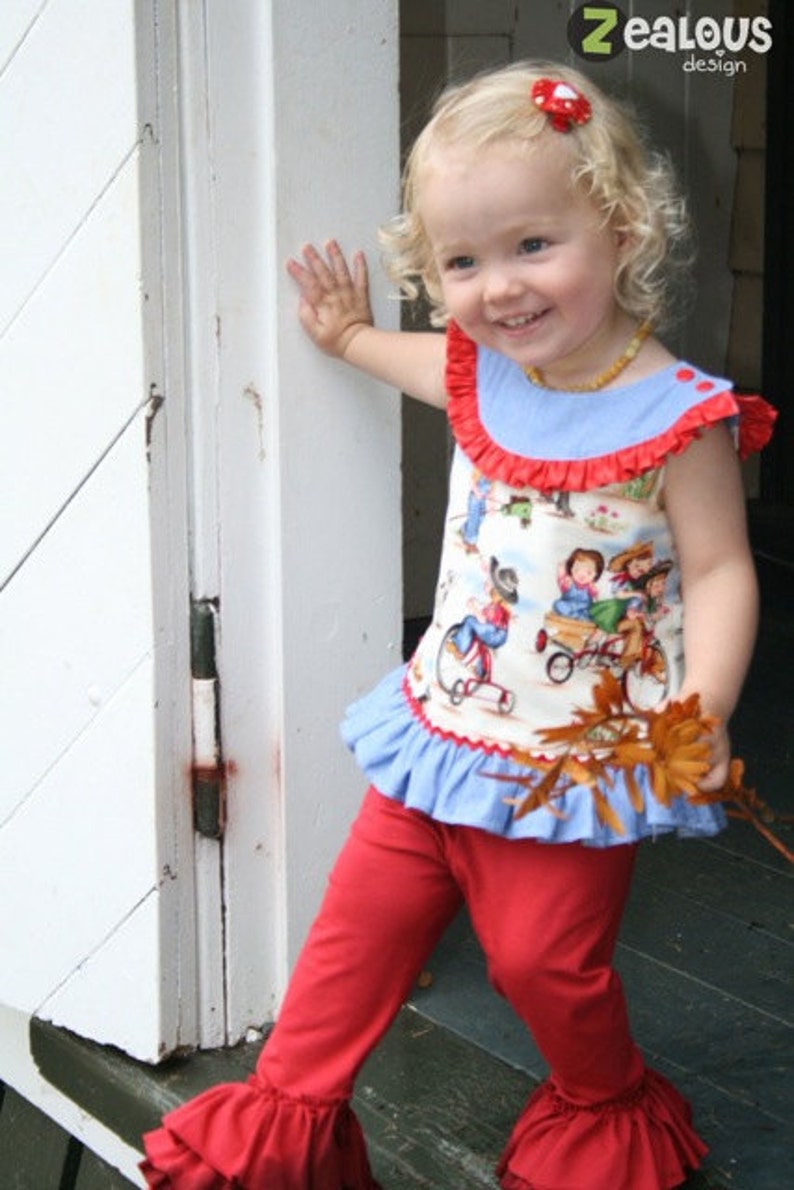 Instant Download PDF Sewing Pattern Cassidy Girls Round Neck A Line Top Dress 6-12m to 8 image 3