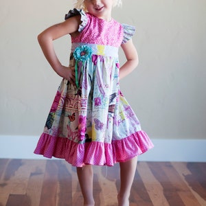 Instant Download PDF Sewing Pattern Tutorial Antique Fair Girl&#39;s Vintage Style Flutter Sleeve Dress, 6-12 m to 12