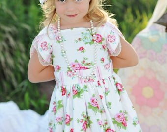 El vestido de tulipán borde festoneado manga dividida Descarga instantánea PDF Patrón de costura, 6-12m a 8