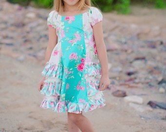 Cherry Strudel Girls Peasant Style Dress Tunic Instant Download PDF Sewing Pattern, 3-6m to 10