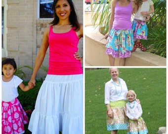 Instant Download PDF Sewing Tutorial Skirts on Parade 3 Skirt Styles Girls 6-12M to 12 Womens xs to xxl