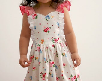 Dreamweaver Vestido de princesa con mangas onduladas para niña, descarga instantánea, patrón de costura en PDF, tallas 3-6 m a 10