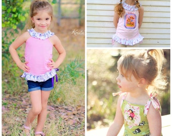 Instant Download PDF Sewing Pattern Tutorial Cricket KNIT Bodice Ruched Top Size 0-3m to 12