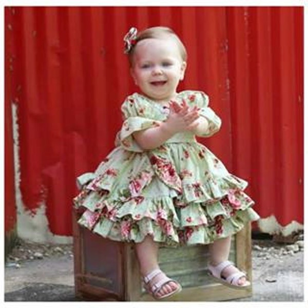 Victoriaanse romantiek meisjes wrap boer tuniek jurk Instant Download PDF naaipatroon 3-6M tot 10