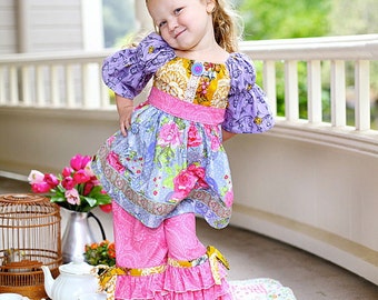 Descarga instantánea PDF Patrón de costura Top de túnica campesina para niña fácil o faja de vestido 3 longitudes de manga, 3-6 M a 10