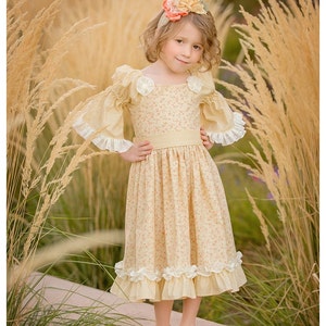 The Josephine Flat Front Peasant Apron Dress Girl's PDF Sewing Pattern, Sizes 3-6 M to 12 Instant Download