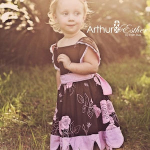 The Tulip Dress Scalloped Border Split Sleeve Instant Download PDF Sewing Pattern, 6-12m to 8