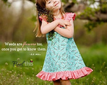 Instant  Download PDF Sewing Pattern Cassidy Girls Round Neck A Line Top Dress 6-12m to 8
