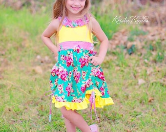 Descarga instantánea PDF Patrón de costura Tutorial Luanne KNIT Corpiño Volantes Cuello Fruncido Vestido Top Tamaño 0-3m a 12