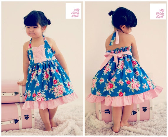 sweetheart halter dress pattern Wild Orchid Ruched Bodice Top PDF Girls Sz 3-6M to 10 IM0575