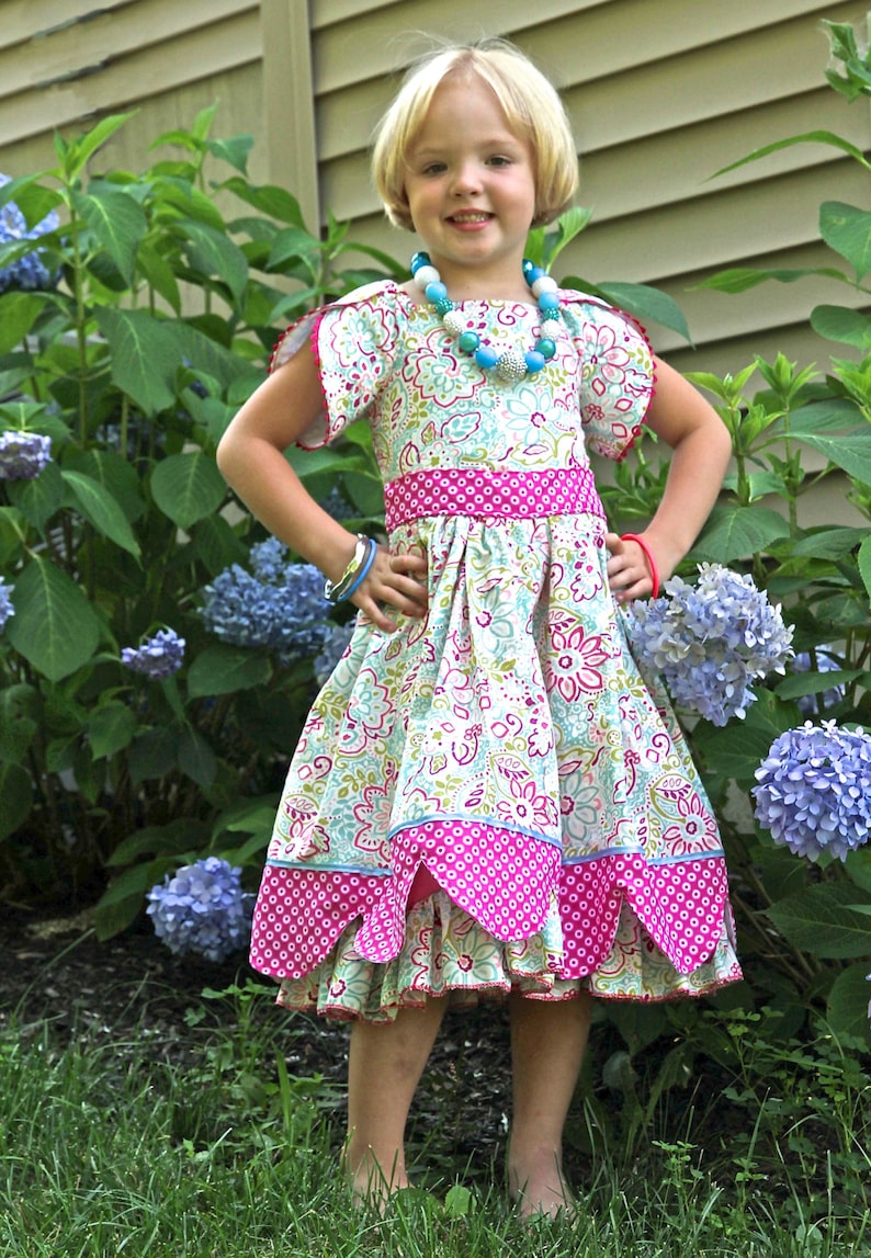 The Tulip Dress Scalloped Border Split Sleeve Instant Download PDF Sewing Pattern, 6-12m to 8 image 2