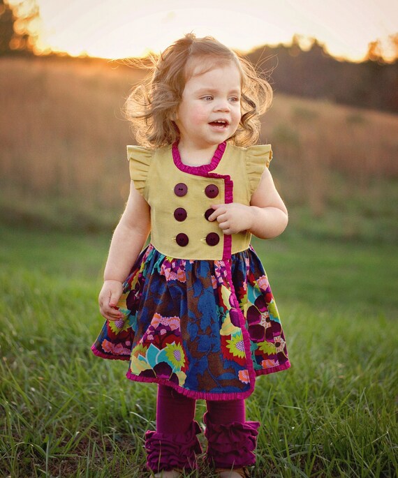Cinnamon Sugar Double Breasted Top Dress PDF Sewing Pattern Flutter Long  Knit Sleeve Girl Sz 6-12M to 12 - Etsy Israel
