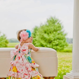 Juliette Sweetheart Neck Reverse Knot Girl's Tiered Ruffle Dress Instant Download PDF Sewing Pattern, 6-12 M to 8 image 2