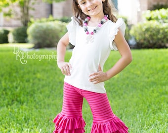 Strawberry Fields KNIT pantalones capri con volantes triples y pantalones cortos Sz 0-3M a 12 Patrón de costura PDF