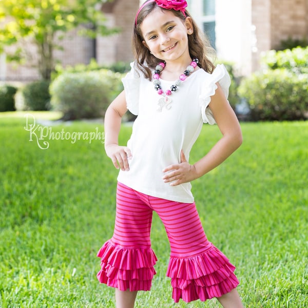 Strawberry Fields KNIT Triple Ruffle Capribyxor och Shorts Storlek 0-3 M till 12 PDF Symönster