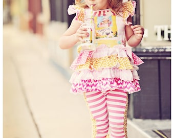 Patrón de costura PDF de Lucky Penny para niña, top de punto con volantes, tallas 3-6 (M a 10)