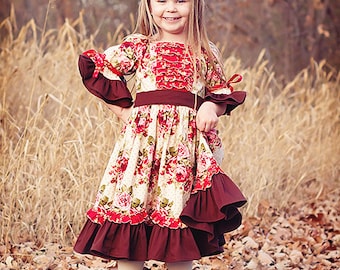 Tutorial de patrón de costura en PDF con descarga instantánea: Vestido de niña estilo victoriano Rose Clarie, tallas 6-12 M a 10
