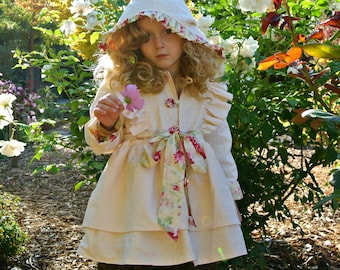 Instant Download PDF Sewing Pattern Secret Garden Girls Coat Jacket Hood or Collar 6-9m to 8