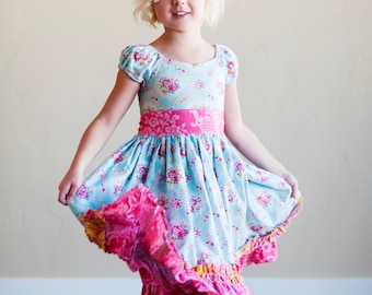 The Josephine Flat Front Peasant Apron Dress Girl's PDF Sewing Pattern, Sizes 3-6 M to 12 Instant Download
