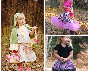 Instant Download PDF Sewing Pattern Tutorial Pettiskirt Party 3 Girls Skirts... Lace, Tulle or Ruched 6-12M to 12