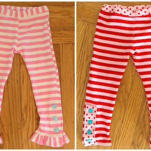 Söta leggings med knappar, direkt nedladdning i PDF-format, sömnadsmönster i stretchigt tyg, byxor för flickor, storlekar 3-6 M till 10 bild 5